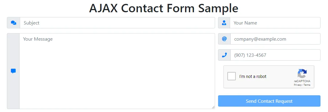Example contact form